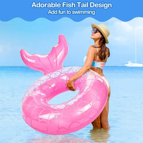 Miniatura 2 de MoKo Anillo de natación inflable, lindo flotador de piscina, decoración de tubo, tubos de natación, piscina al aire libre, playa, flotadores de Rosa