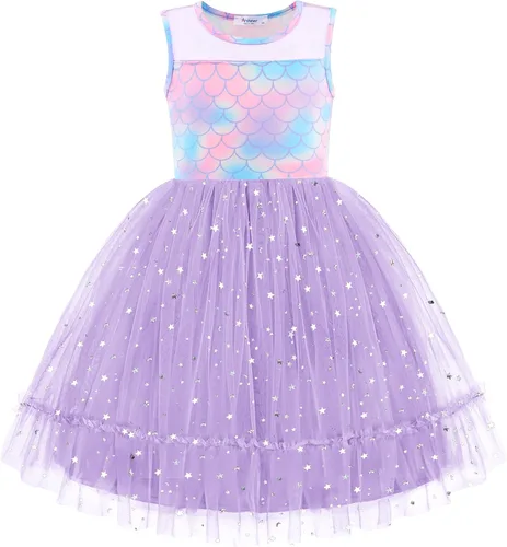 Miniatura 9 de Arshiner Vestido Formal Sin Mangas para Niños Pequeños, Vestido de Tul de Brillo Elegante y Bonito, Vestido de Fiesta, Vacaciones, Vestidos