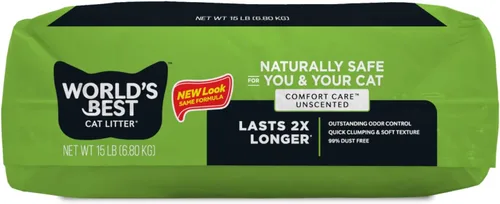 Miniatura 9 de WORLD'S BEST CAT LITTER Comfort Care sin perfume de 15 libras – Ingredientes naturales, aglutinación rápida, desechable, 99% libre de polvo