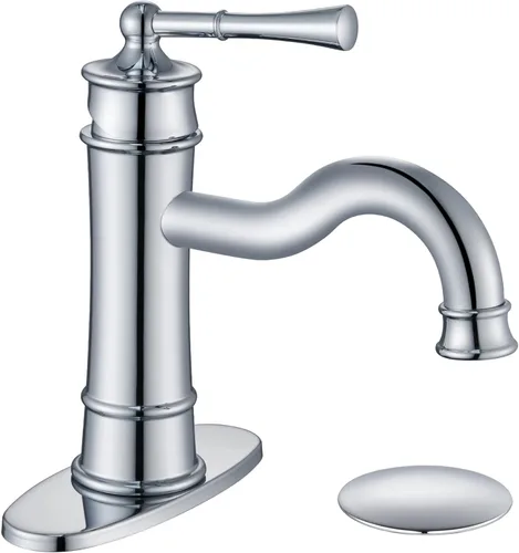 Miniatura 12 de Grifo para lavabo de baño romano ORB de un solo orificio para montaje en cubierta, conjunto de drenaje emergente con placa de cubierta