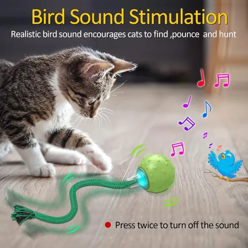 Miniatura 4 de umosis Juguetes interactivos para gatos adultos de interior aburridos, alfombra de movimiento rápido automático, canto de pájaros y bola de gato