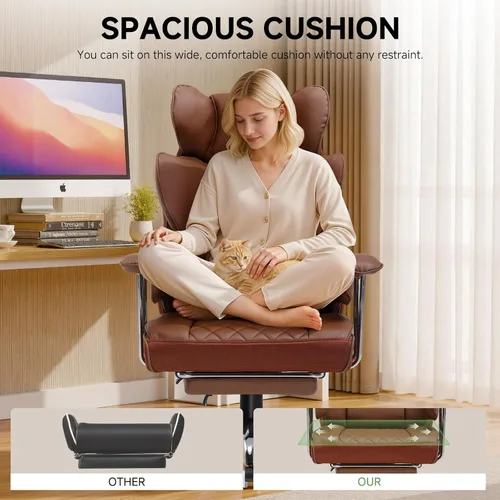 Miniatura 7 de COMHOMA Silla de oficina grande y alta, silla de juegos de cuero con reposapiés, sillas de oficina ergonómicas ejecutivas con soporte lumbar