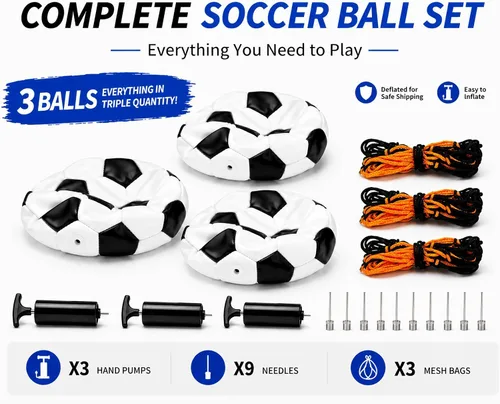 Miniatura 4 de Balón de fútbol tamaño 5, tamaño 4, tamaño 3, tamaño 2 con bomba desinflada, individual, 2 o 3 unidades, tamaño oficial, entrenamiento en interiores