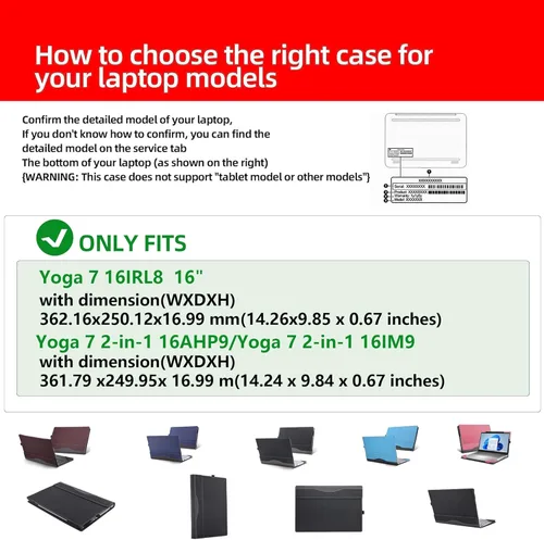 Miniatura 5 de Funda para portátil 2023 Yoga 7i 16 "(Yoga 7 16IRL8 16IAH7 16IAP7 16AHP9 16IM9) Funda desmontable para portátil 2 en 1 (azul)