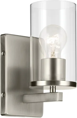 Miniatura 43 de Kichler Crosby 45495NI - Aplique de pared de 9.25 pulgadas en níquel cepillado, 1 luz contemporánea para pasillo o baño con cristal de ópalo