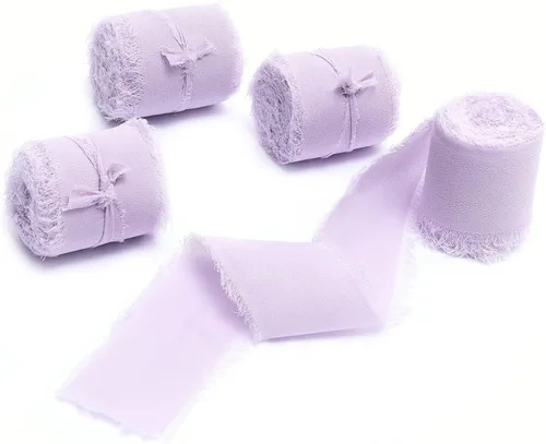 Miniatura 45 de 4 rollos de cinta de gasa de gasa con flecos de 1 pulgadas de ancho x 5 yardas, color rojo óxido, bordes deshilachados para invitaciones de boda