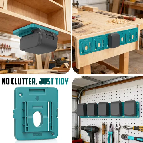 Miniatura 8 de Soporte de montaje de batería compatible para baterías Makita de 18V, colgador de montaje en pared para BL1860 BL1850 BL1840 BL1830, organiza tu