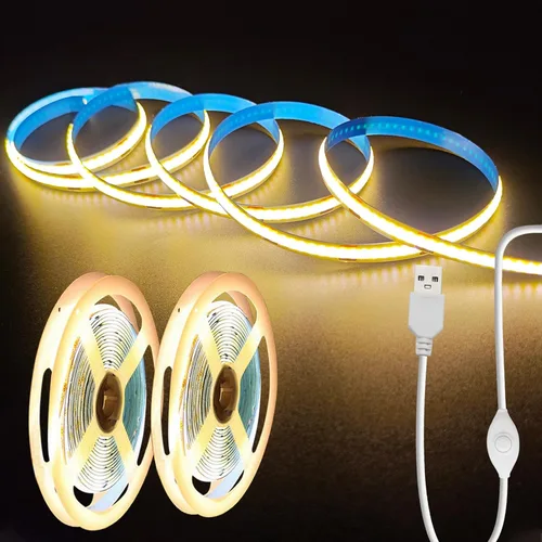 Miniatura 10 de ZSLAIFU Tira de luces LED de 5 V, tira de luz LED USB blanca, tira de luz LED de mazorca regulable de 3.28 pies, tira LED corta de alto brillo