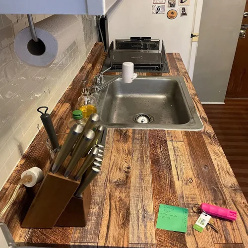 Miniatura 4 de TANONE Papel de Contacto de Madera para Cocina Despegar y Pegar Papel Tapiz, Papel Tapiz Autoadhesivo Removible para Encimeras Impermeable, Papel