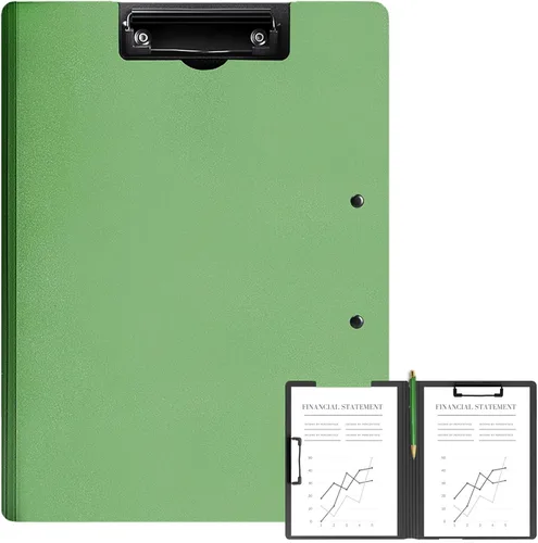 Miniatura 11 de Carpeta portapapeles plegable A4, carpeta portapapeles de oficina con clip de metal de doble clip, portapapeles de almacenamiento plegable de 360