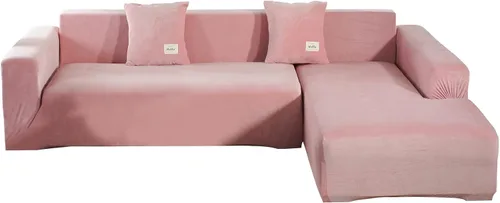 Miniatura 10 de Fundas de sofá modulares en forma de L, 2 fundas elásticas antideslizantes para sofá de 3 + 3 plazas, funda de sofá con fundas de almohada