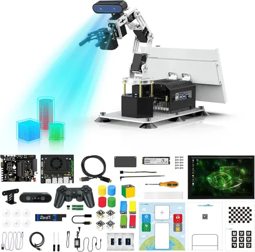 Yahboom 6DOF Kit de brazo robótico de programación 3D, agarre adaptativo 3D, inteligencia incorporada, modelo de IA grande para ingenieros mecánicos