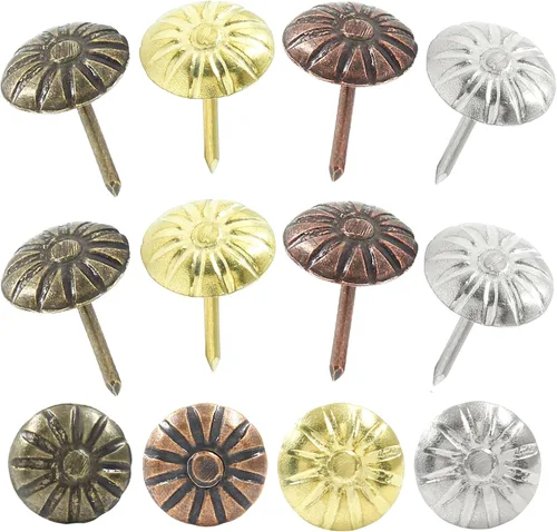 Miniatura 7 de 100 tachuelas decorativas para tapicería de latón dorado, muebles antiguos, clavos para tapicería, margaritas para sofá, puerta y manualidades