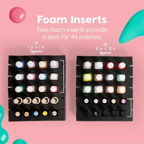 Miniatura 5 de IRIS USA Estuche de tren cosmético con organizador de esmalte de uñas y 4 estuches internos con asa, paquete de 2, caja de almacenamiento portátil