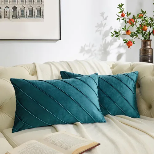 Miniatura 25 de GIGIZAZA Fundas de almohada decorativas de terciopelo de 16 x 16 pulgadas, juego de 2 fundas de almohada color naranja tostado para sofá, fundas