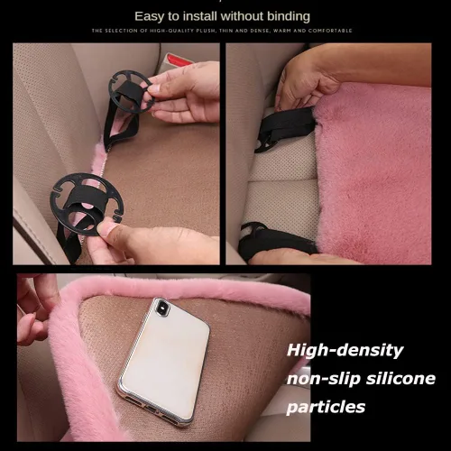 Miniatura 4 de LoveisLove Cojín de asiento de automóvil para asiento de conductor, almohadilla de asiento de felpa sintética, suave, cómoda, cálida, silla de Negro