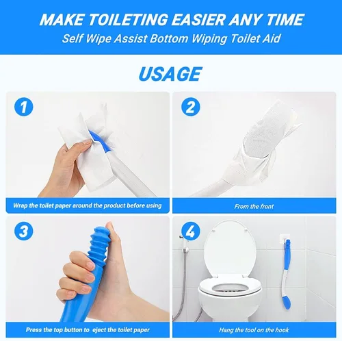 Miniatura 4 de Jhua Herramienta de limpiaparabrisas plegable para mujeres y hombres, ayuda para el inodoro para limpiar 15.7 pulgadas de largo, cómoda, ayuda
