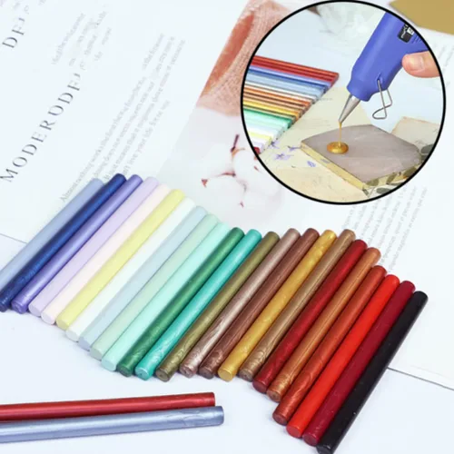 Miniatura 3 de 30 varillas de sellado de cera para pistola de pegamento para sello de cera, invitaciones de boda, sellado de letras de sobre (plateado)