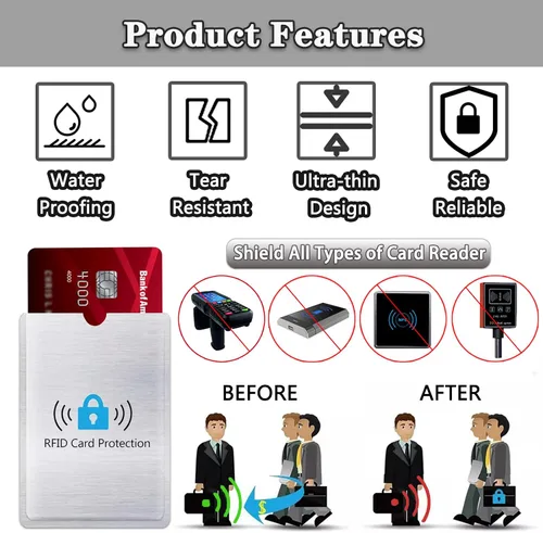 Miniatura 4 de Tarjetero con bloqueo RFID, protector de tarjeta de crédito e identidad para protección contra robos, paquete de 10 fundas seguras