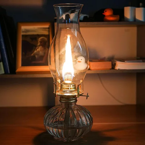 Miniatura 3 de Lámpara de aceite para chimenea, base de 3 pulgadas, 8.5 pulgadas de altura, pantalla de lámpara de queroseno, lámpara de repuesto de vidrio