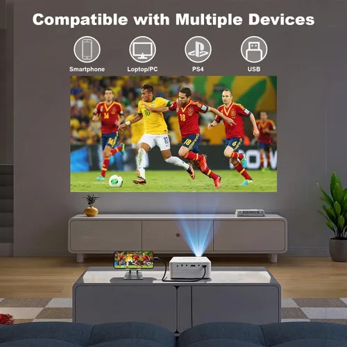 Miniatura 4 de Mini proyector portátil, proyector de película Full HD 1080P 4K, proyector pequeño portátil para cine en casa/dormitorio, compatible con iOS