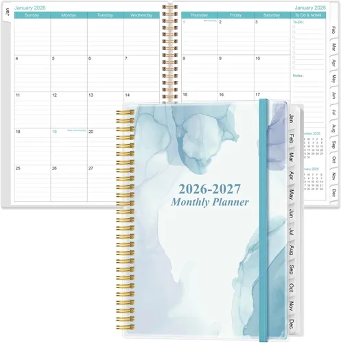 Miniatura 17 de Agenda mensual 2026-2027 – Agenda mensual de enero de 2026 a junio de 2027, dos páginas por mes, 18 calendarios/agendas mensuales con pestañas