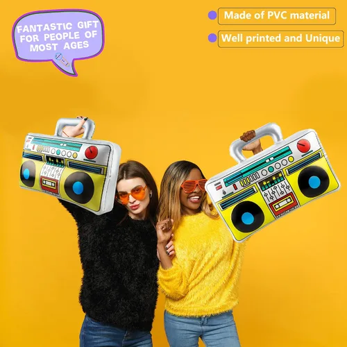 Miniatura 5 de 8 unidades de 16.5 pulgadas Boombox inflable grande inflable Boom Box novedad radio Boombox inflable para 80s 90s Radio Hip Hop suministros de fiesta