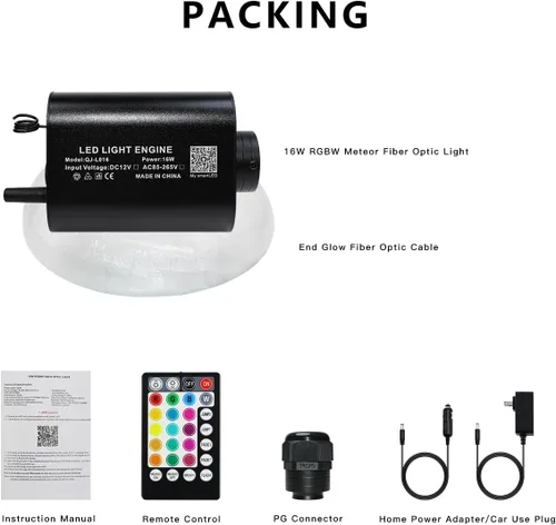 Miniatura 8 de Luces de fibra óptica RGBW APP de tamaño pequeño de 16W, activadas por música, 150 piezas*0.03 pulgadas (6.5 pies/2m) Kit de luz de techo