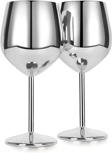 Miniatura 7 de VERISA Copas de vino negro de acero inoxidable, 18 oz irrompible rojo elegante copas de vino copa de metal tallo largo copa negra fiesta al aire