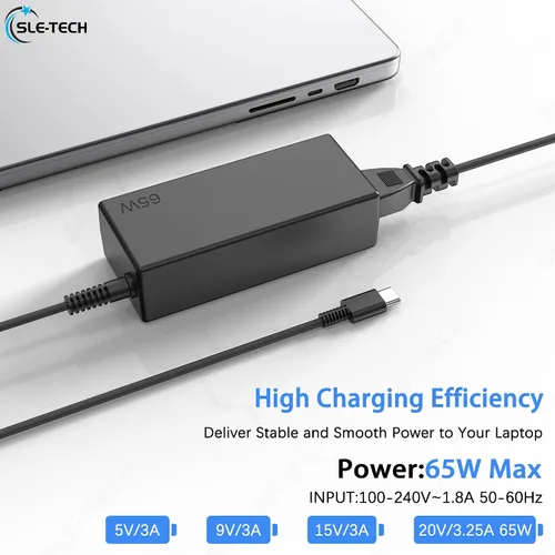 Miniatura 6 de SLE-TECH Adaptador de CA USB C de 65 W compatible con Lenovo Thinkpad/Yoga/Chromebook, T480 T480S C930 C940 100e 300e 500e ADLX65YLC3D 4X20M26268