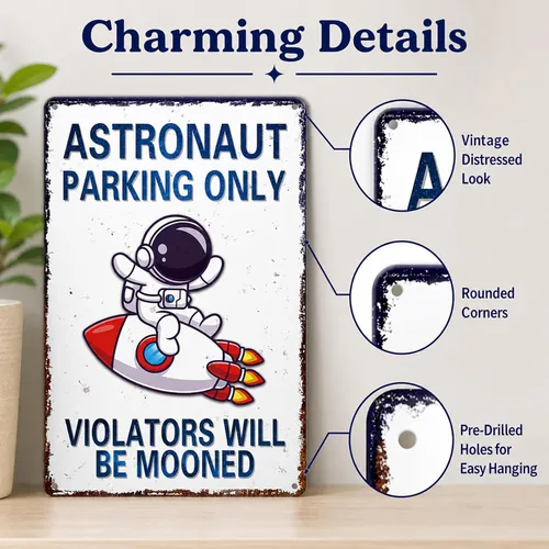 Miniatura 3 de Perfect Space Gifts for Kids - Letrero de estacionamiento de astronautas - Decoración temática del espacio exterior para habitación de niños