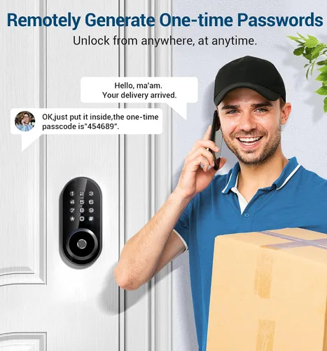 Miniatura 4 de TEEHO TE342 Cerradura inteligente de puerta de entrada sin llave con teclado, control remoto de aplicación Bluetooth, cerrojo electrónico para Negro