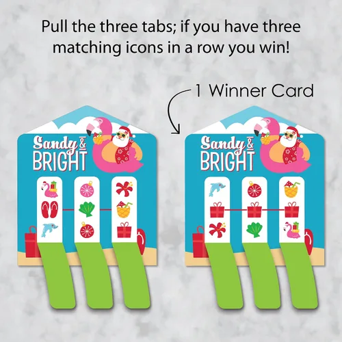 Miniatura 4 de Big Dot of Happiness Tropical Christmas - Juego de 12 tarjetas de encurtidos para fiesta de vacaciones de Santa en la playa, pestañas de tracción 3