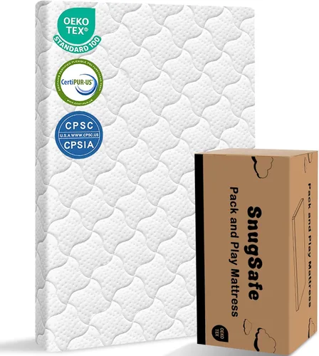Protector de colchón transpirable Pack and Play (38 x 26 x 1.5 pulgadas), protector de colchón impermeable con parte inferior antideslizante,