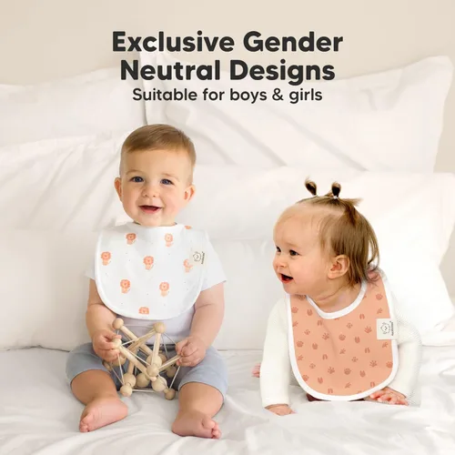 Miniatura 6 de Paquete de 8 baberos orgánicos para niños y niñas, baberos de algodón suave para babear y dentición para bebés niñas y niños, extra absorbentes