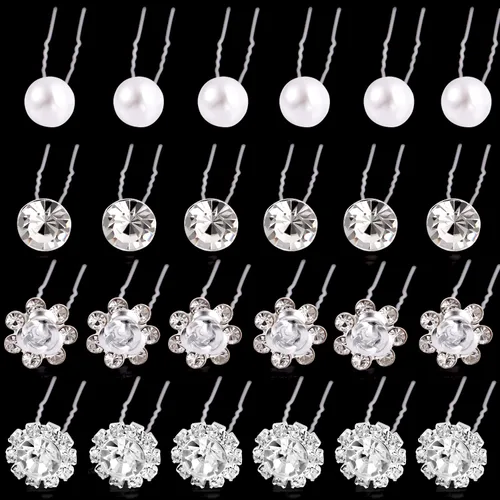 SUMAJU 40 piezas de horquillas para novia, pasadores de pelo con flores para mujeres, pasadores de pelo con perlas y strass, horquillas en forma de