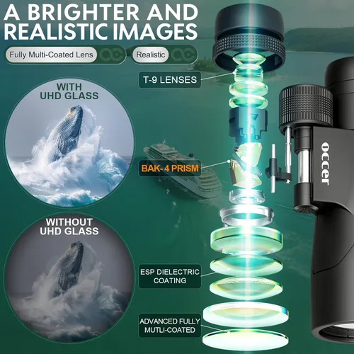 Miniatura 3 de OccER 12x50 Binoculares para Adultos de Alta Potencia - Binoculares HD para Observación de Aves para Caza con Visión Clara - Binoculares de Enfoque