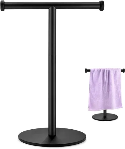 Toallero de mano, toallero de baño negro mate, soporte para toallas de encimera, soporte de toalla en forma de T para baño y cocina, tamaño 11