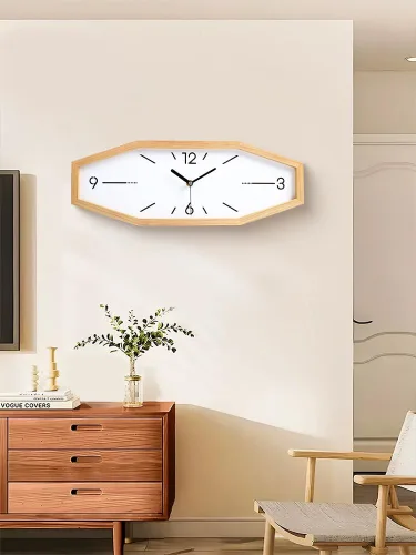 Miniatura 5 de DaguyS Relojes de pared de madera retro, relojes cuadrados de 18 pulgadas, relojes de pared rectangulares operados con batería, silenciosos sin