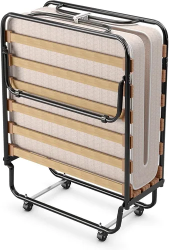 GOFLAME Cama plegable plegable con colchón de espuma viscoelástica suave, tamaño cuna portátil con marco de metal para adultos y cama de invitados