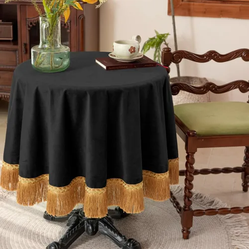 Miniatura 24 de F-CHU Manteles cuadrados pequeños de 36 x 36 pulgadas, mantel redondo pequeño de terciopelo color negro sólido para mesita de noche, mesita