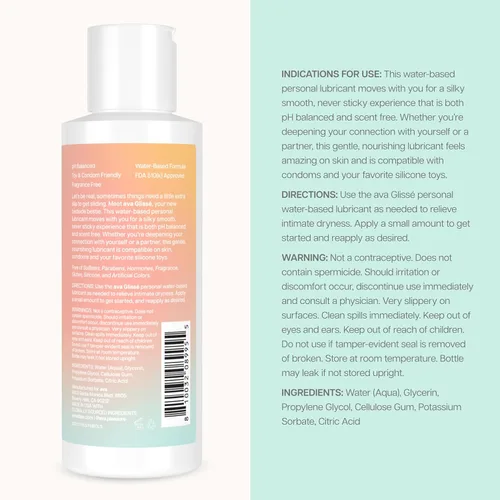 Miniatura 7 de Ava Lubricante personal a base de agua de alta calidad, de larga duración, pH equilibrado y seguro para juguetes, lubricante antiadherente, sin