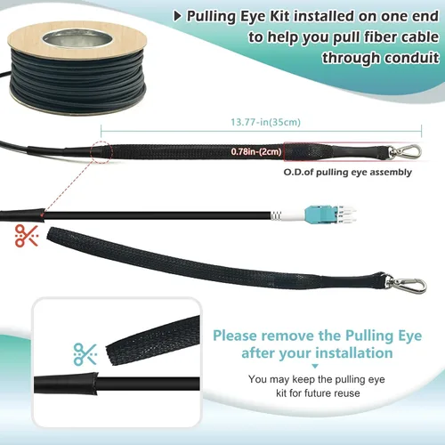 Miniatura 3 de Cable de fibra OM3 LC a LC de 330 pies/100 m OD-5mm industrial TPU, cable de conexión de fibra óptica blindada para exteriores, dúplex multimodo