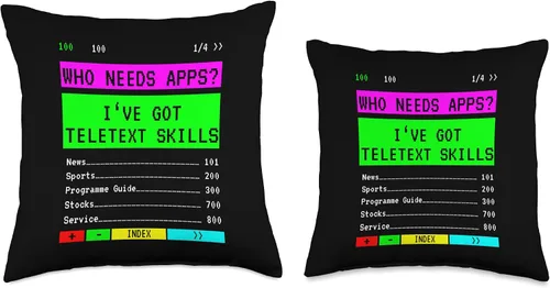 Miniatura 3 de 90s retro TV sayings for 90s nostalgia Retro TV Saying Who Needs Apps Teletext Throw Pillow, 16x16, Multicolor