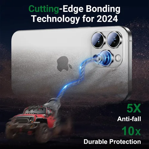 Miniatura 9 de BAZO Protector de lente de cámara para iPhone 16 Pro Max/iPhone 16 Pro de vidrio templado, [protección contra caídas], cubierta de cámara 9H, anillo