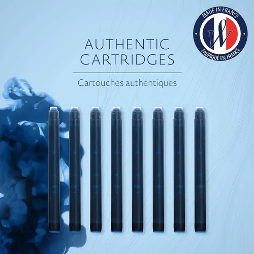 Miniatura 2 de Waterman Cartuchos de tinta para pluma estilográfica, azul misterioso, estándar largo, 8
