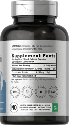 Miniatura 2 de Horbaäch Sulfato de condroitina 1200 mg 120 cápsulas Suplemento sin OMG y sin gluten