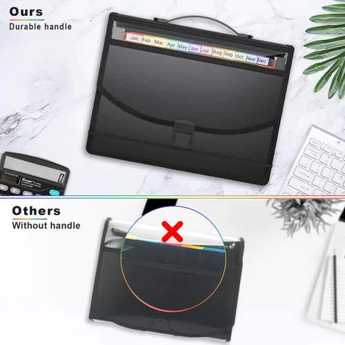Miniatura 4 de Organizador de archivos de acordeón de 25 bolsillos con asa, carpeta de archivos expandible para papel, documentos, facturas, caja de archivo