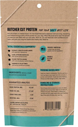 Miniatura 2 de Vital Essentials Golosinas de Salmón para Perros, 2.5 onzas Crudo Liofilizado Proteína Única Golosinas de Entrenamiento de Alta Calidad y Alto