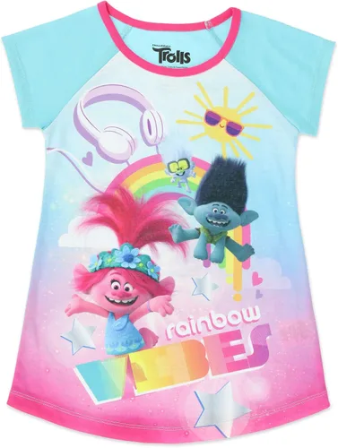Miniatura 2 de DREAMWORKS TROLLS Conjunto de pijama para niña con pantuflas Cozeez a juego, azul, talla 3, Azul